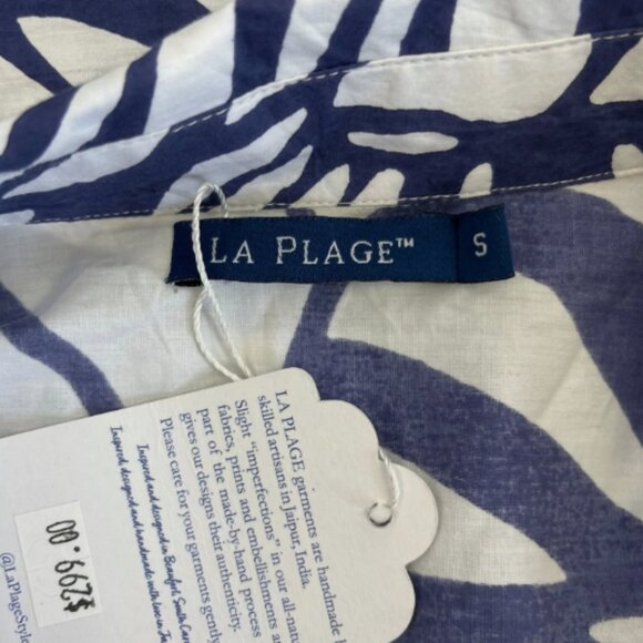 La Plage NWT Womens S Blue Leaf Maxi Shirt Dress - Picture 12 of 15